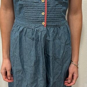 Soundgirl Blue Denim Dress with Button Detail and Strawberry